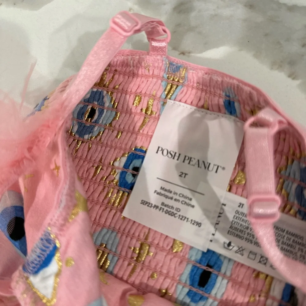 Posh Peanut Pink Evil Eye Print Tutu Onesie - Picture 2 of 7